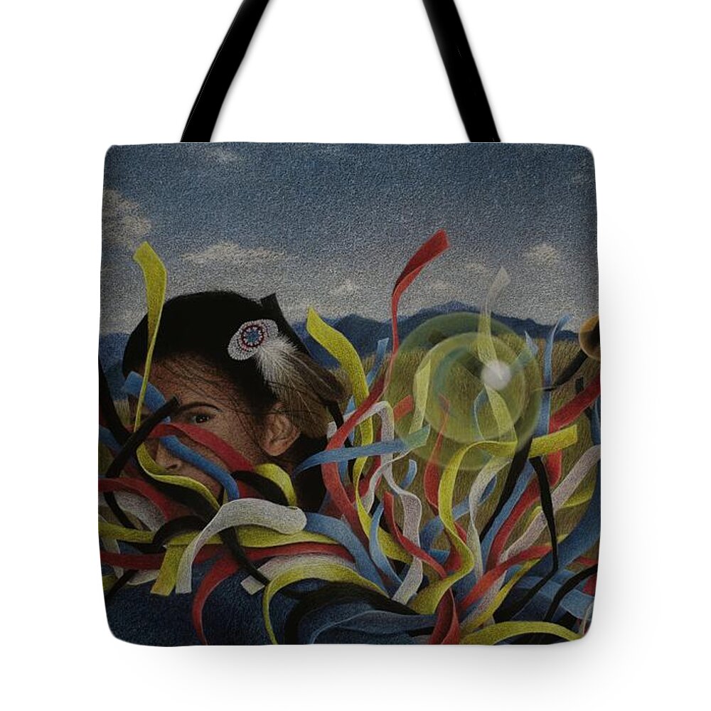 Native American Tote Bag featuring the painting Free Spirit by Lisa Bliss Rush