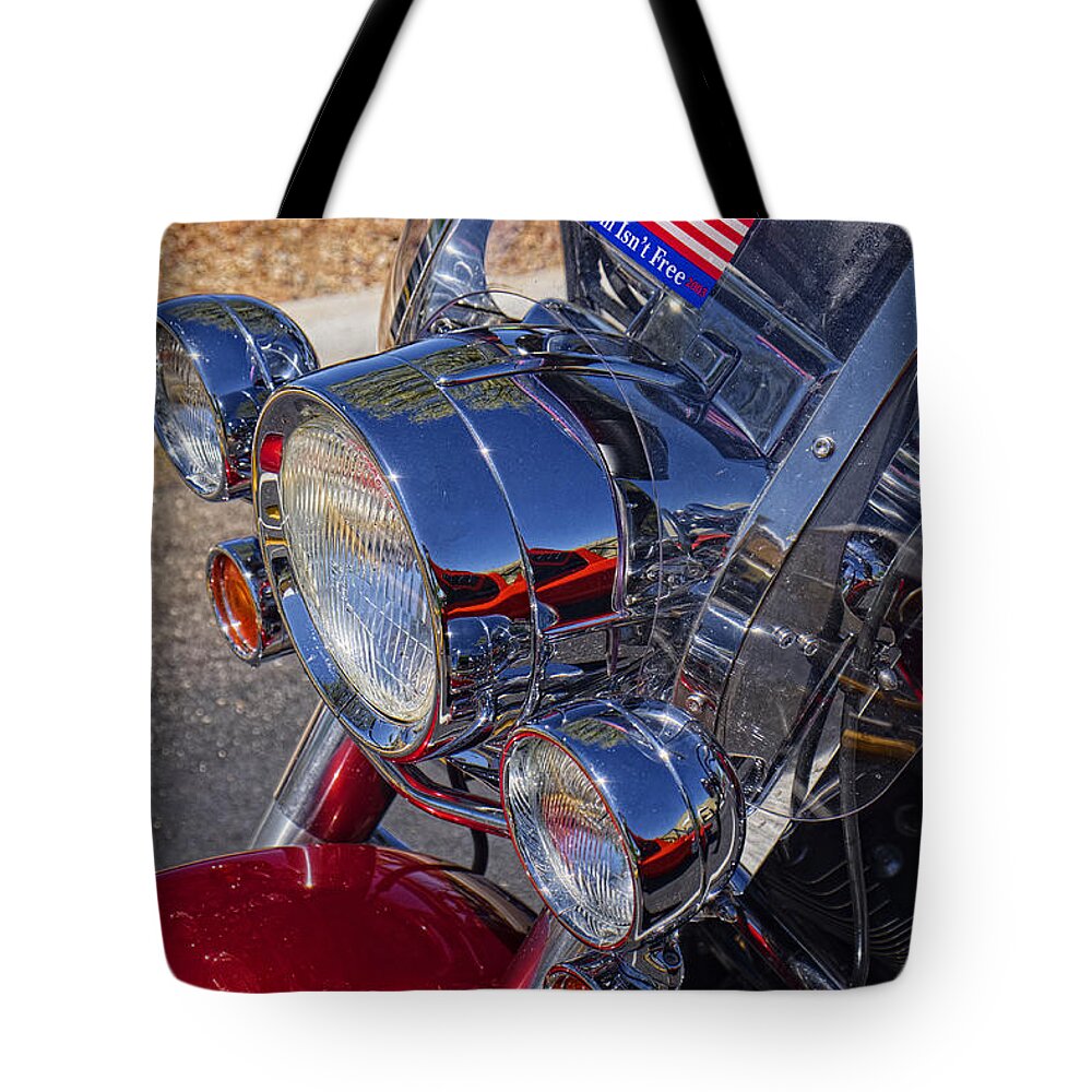 Bikes Tote Bag featuring the photograph Freedom Isn't Free by Lucinda Walter