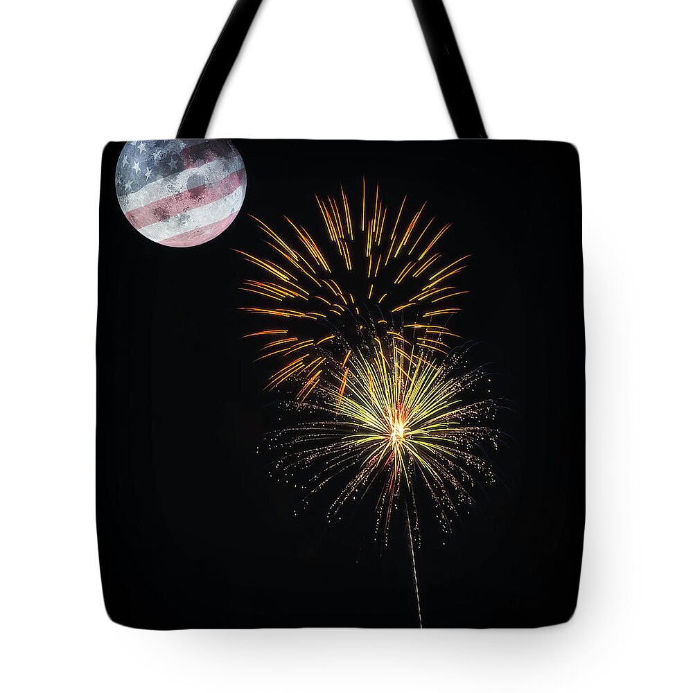 Fireworks Tote Bag featuring the photograph Freedom Moon by David Palmer