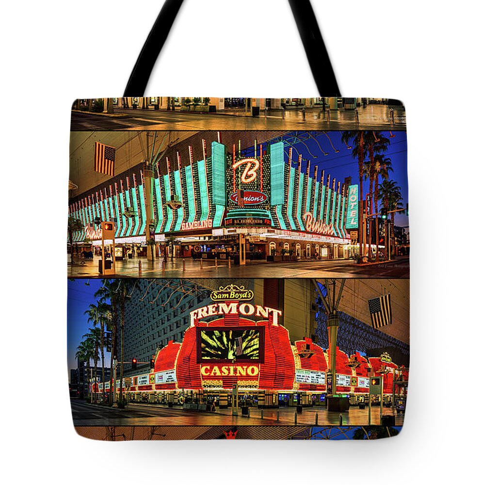 Fremont Street Tote Bag featuring the photograph Fremont Street 4 Casinos by Aloha Art
