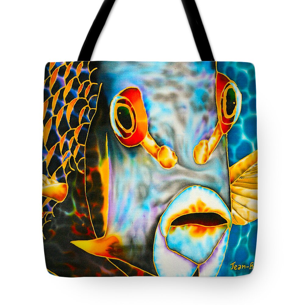 Fish Art Tote Bag featuring the painting French Angelfish Face by Daniel Jean-Baptiste