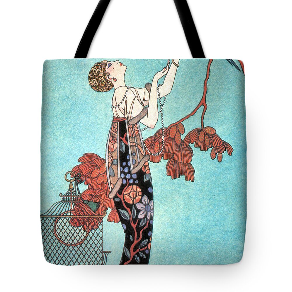 Fashion Tote Bag featuring the photograph French Fashion, George Barbier, 1914 by Science Source