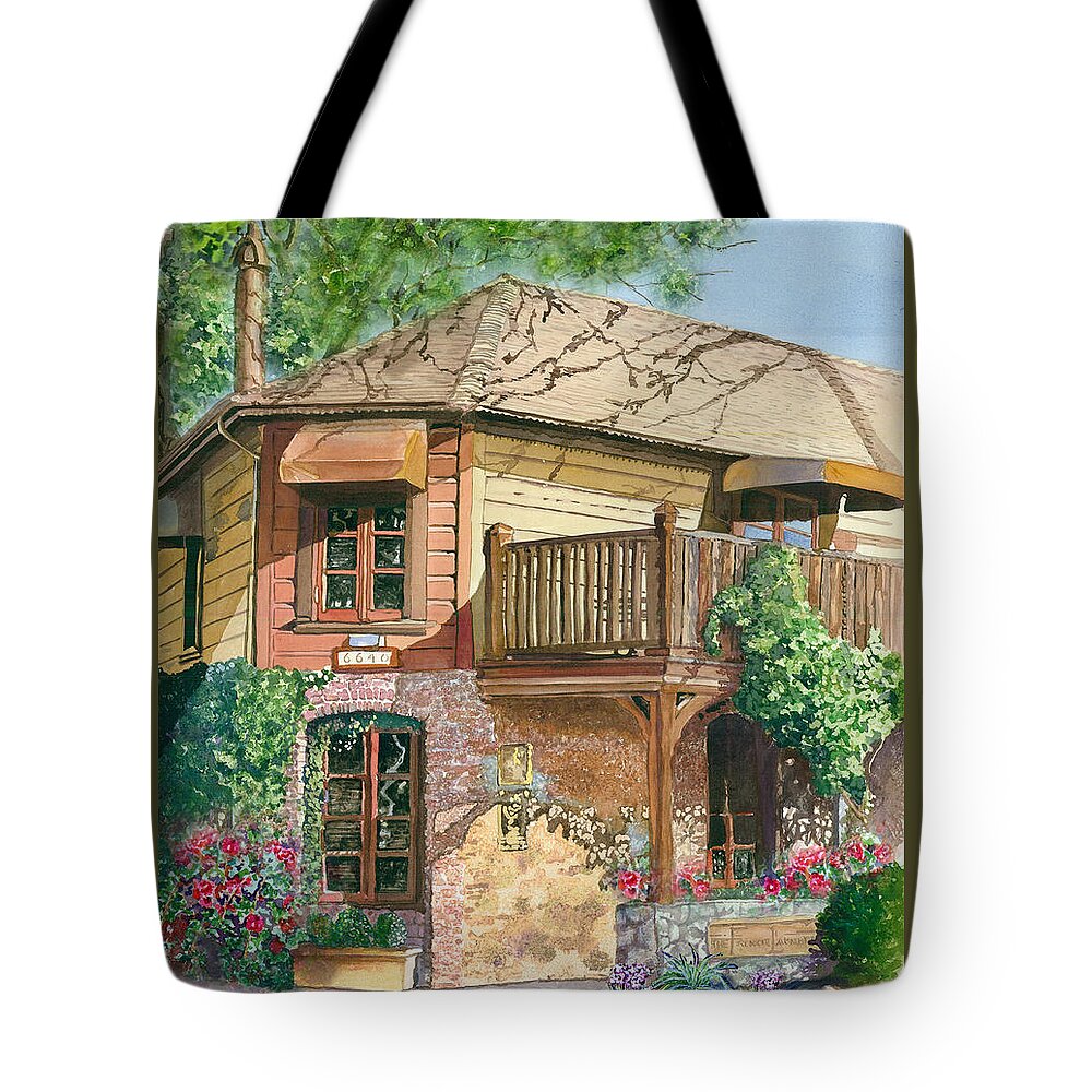 Cityscape Tote Bag featuring the painting French Laundry Restaurant by Gail Chandler