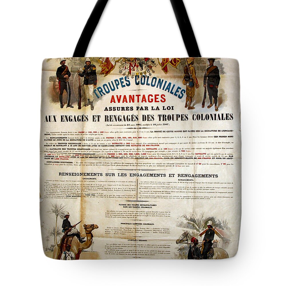French Marines Recruitement Poster Tote Bag featuring the painting French marines recruitement poster by MotionAge Designs