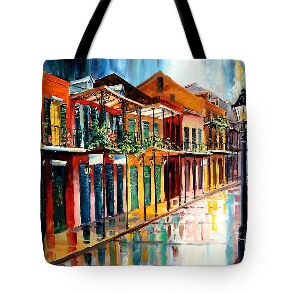 New Orleans Tote Bag featuring the painting French Quarter Spring Rain by Diane Millsap