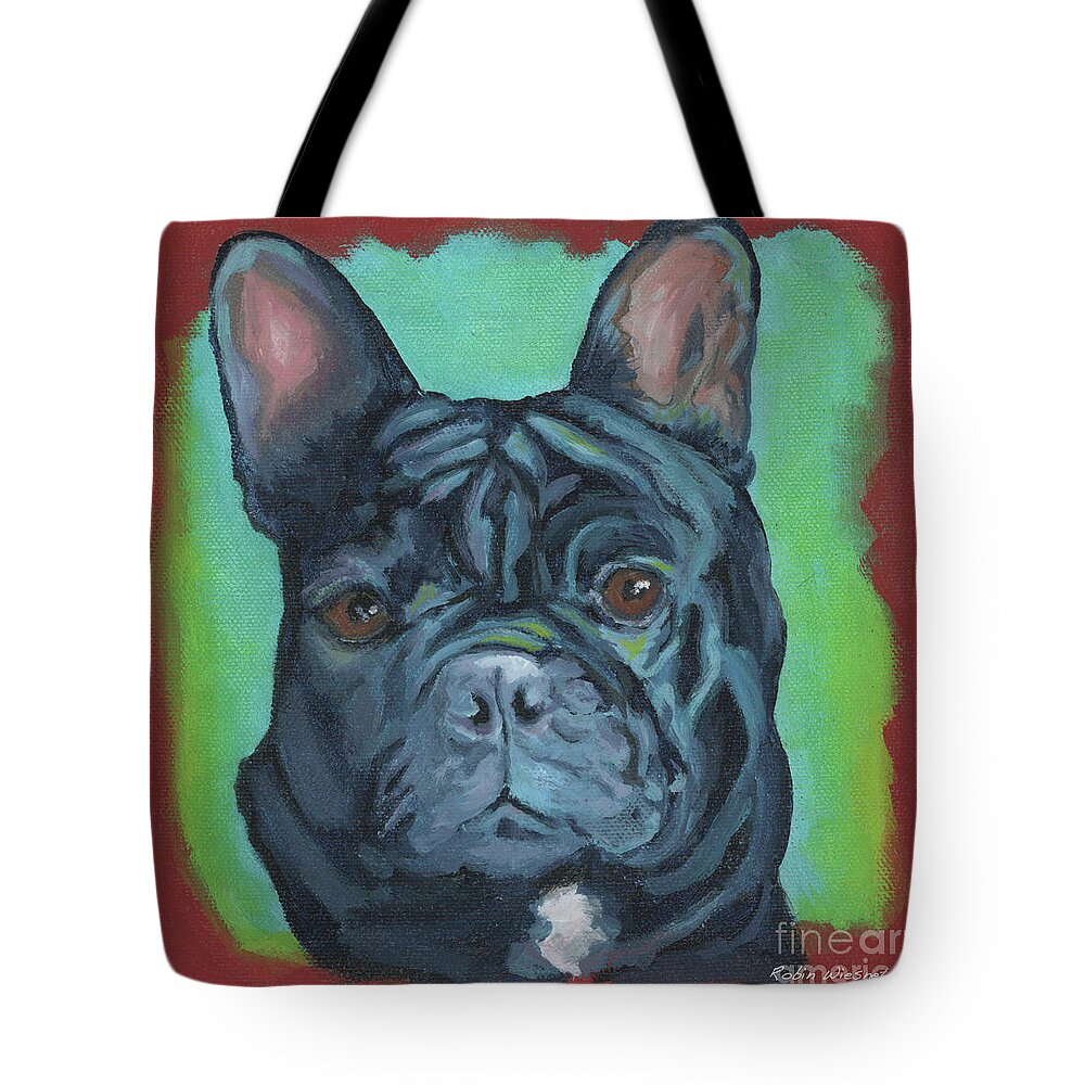 French Bulldog Tote Bag featuring the painting Frenchie by Robin Wiesneth