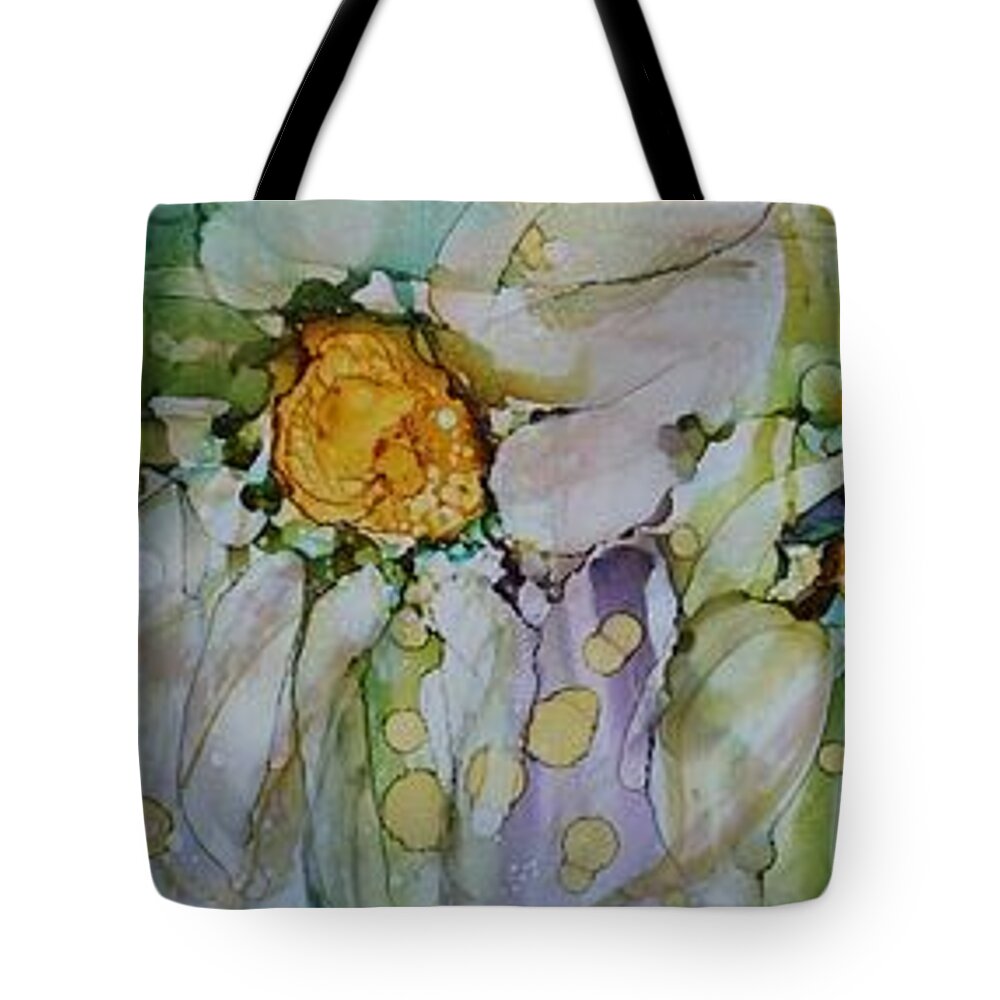 Flowers Tote Bag featuring the painting Fresh as a Daisy by Ruth Kamenev