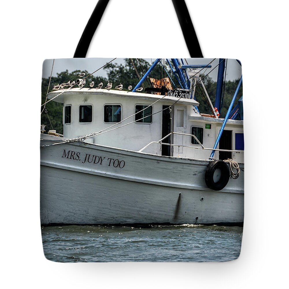 Mrs Judy Too Tote Bag featuring the photograph Fresh Local Shrimp off the Boat by Dale Powell
