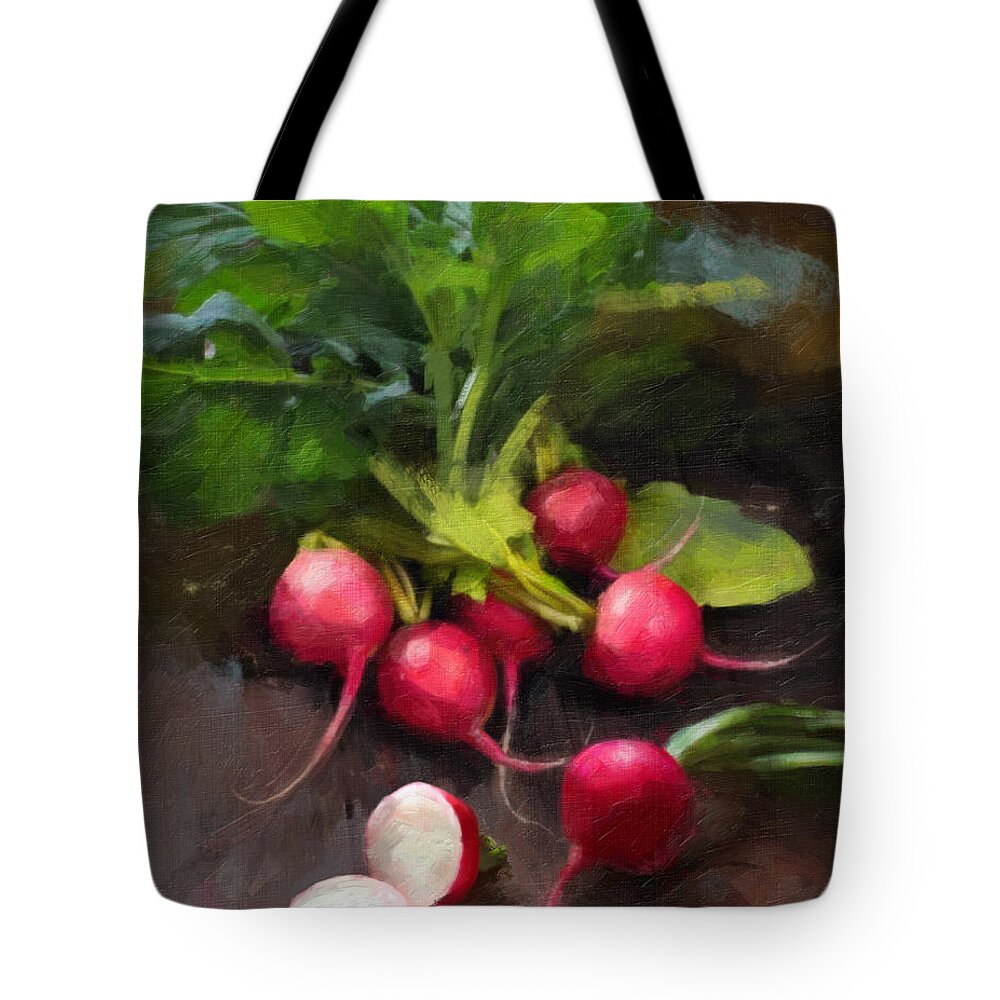 Radishes Tote Bag featuring the painting Fresh Radishes by Robert Papp