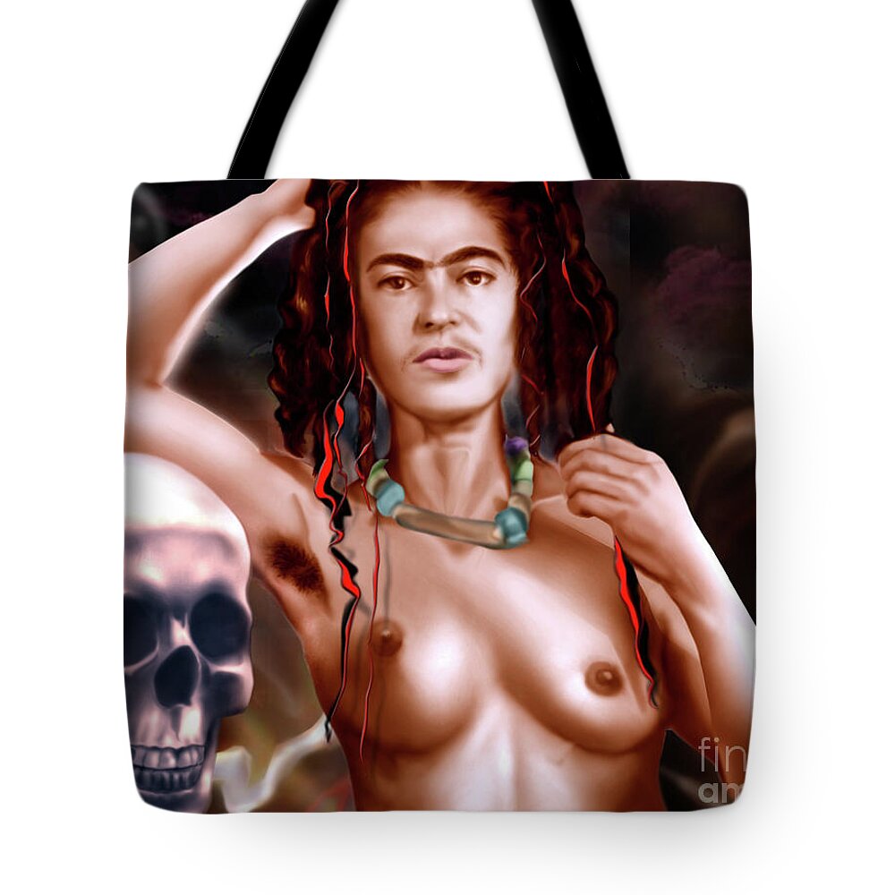 Frida Kahlo Tote Bag featuring the painting Frida Kahlo and Friend by Reggie Duffie