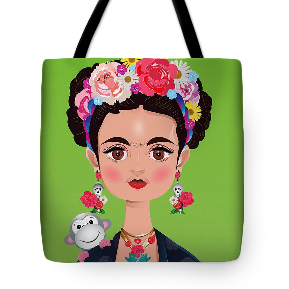 Frida Khalo Tote Bag featuring the digital art Frida Khalo by Isabel Salvador