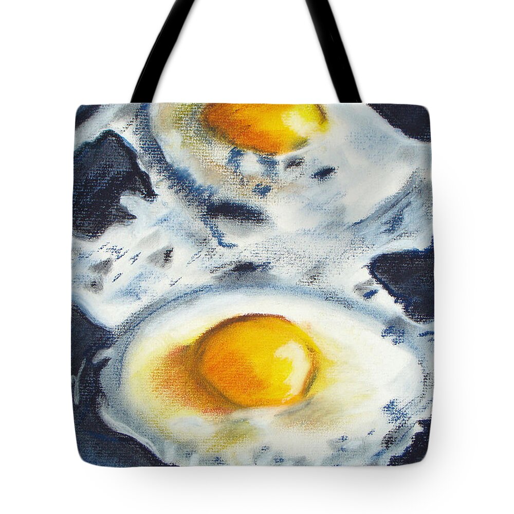 Pastel Tote Bag featuring the painting Fried Eggs by Michael Foltz