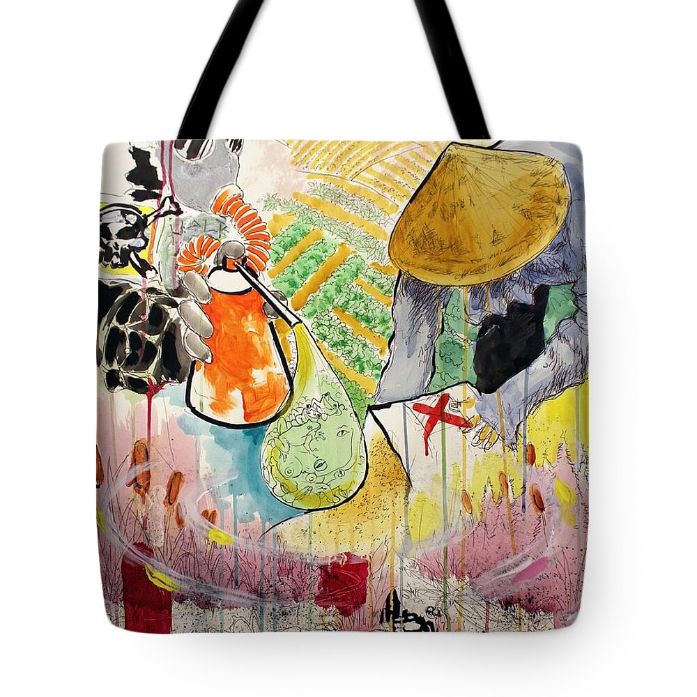 Expressive Tote Bag featuring the mixed media Friendly Eco by Aort Reed