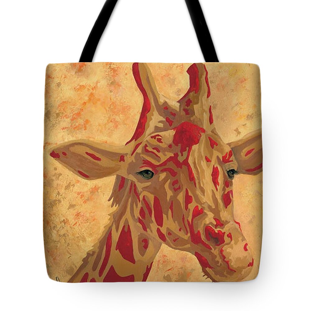 Giraffe Tote Bag featuring the painting Friendly Giant by Cheryl Bowman