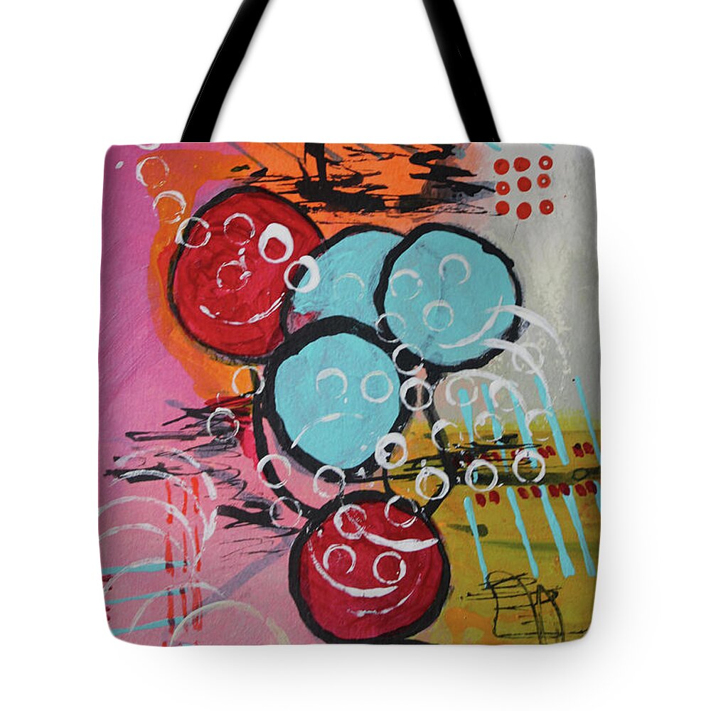 Orange Tote Bag featuring the mixed media Friends by April Burton
