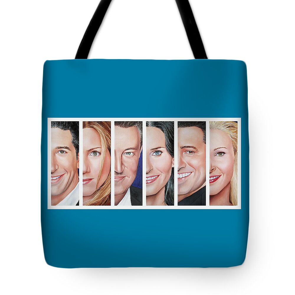 Friends Tv Show Tote Bag featuring the painting Friends Set One by Vic Ritchey