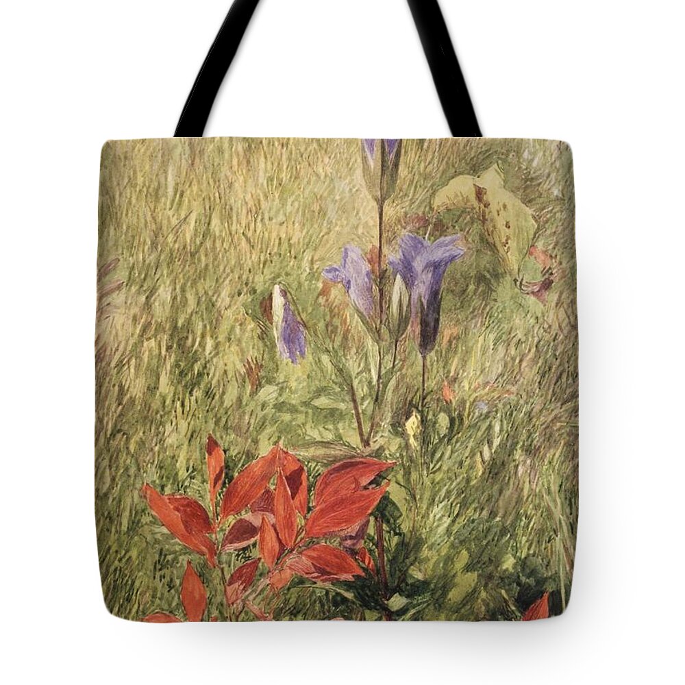 John Henry Hill (american Tote Bag featuring the painting Fringed Gentians by John Henry Hill