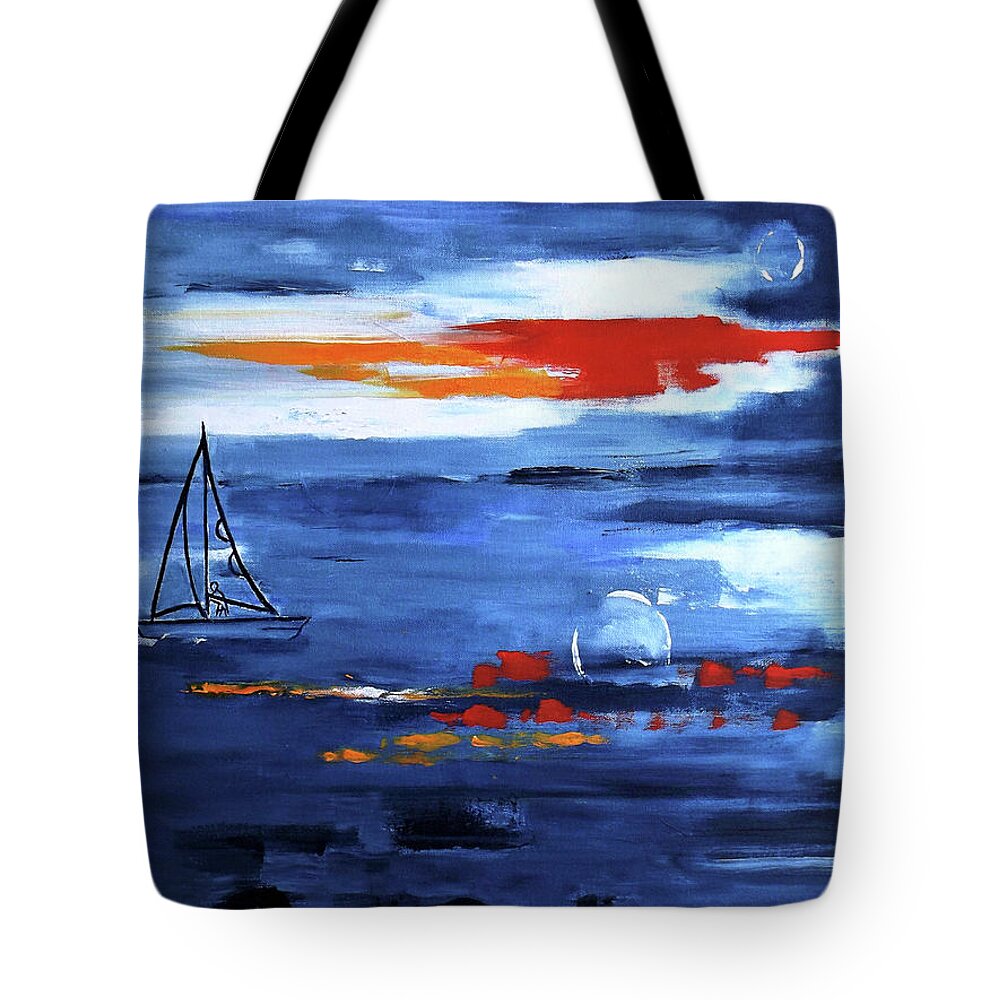 Semi Abstract Tote Bag featuring the painting From Cleveland Point by Gloria Dietz-Kiebron