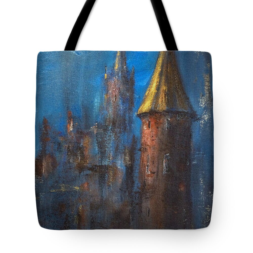 Medieval Tote Bag featuring the painting From medieval times by Arturas Slapsys