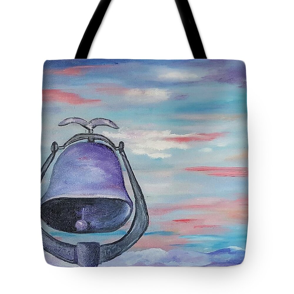 Bell Tote Bag featuring the painting Front Door Bell 19 by Cheryl Nancy Ann Gordon
