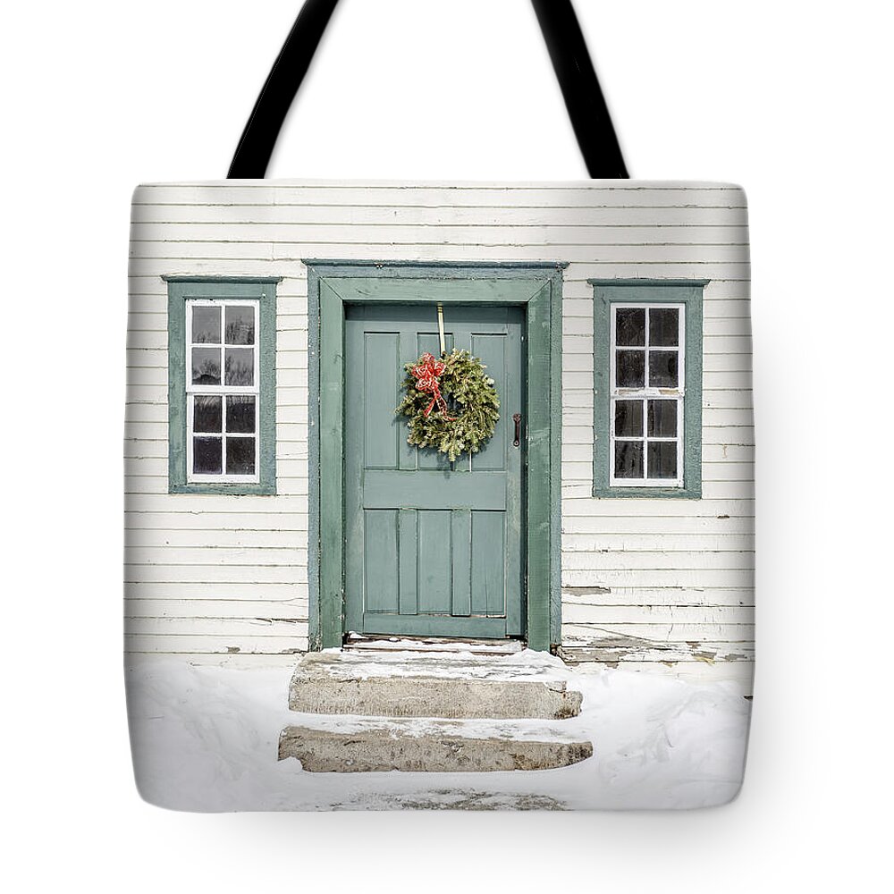New Hampshire Tote Bag featuring the photograph Front door of an old colonial home by Edward Fielding