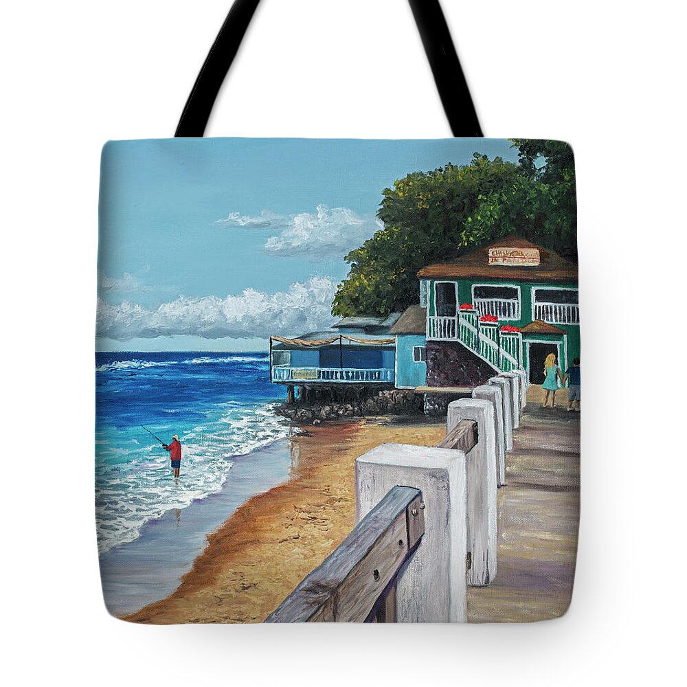 Landscape Tote Bag featuring the painting Front Street Lahaina by Darice Machel McGuire