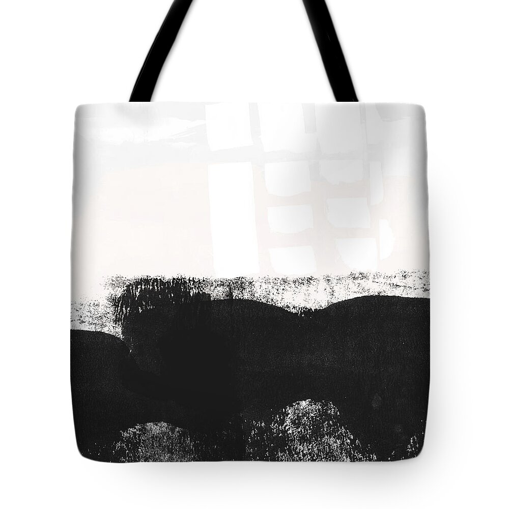 Abstract Tote Bag featuring the painting Frontier 24- Modern Abstract Art by Linda Woods by Linda Woods