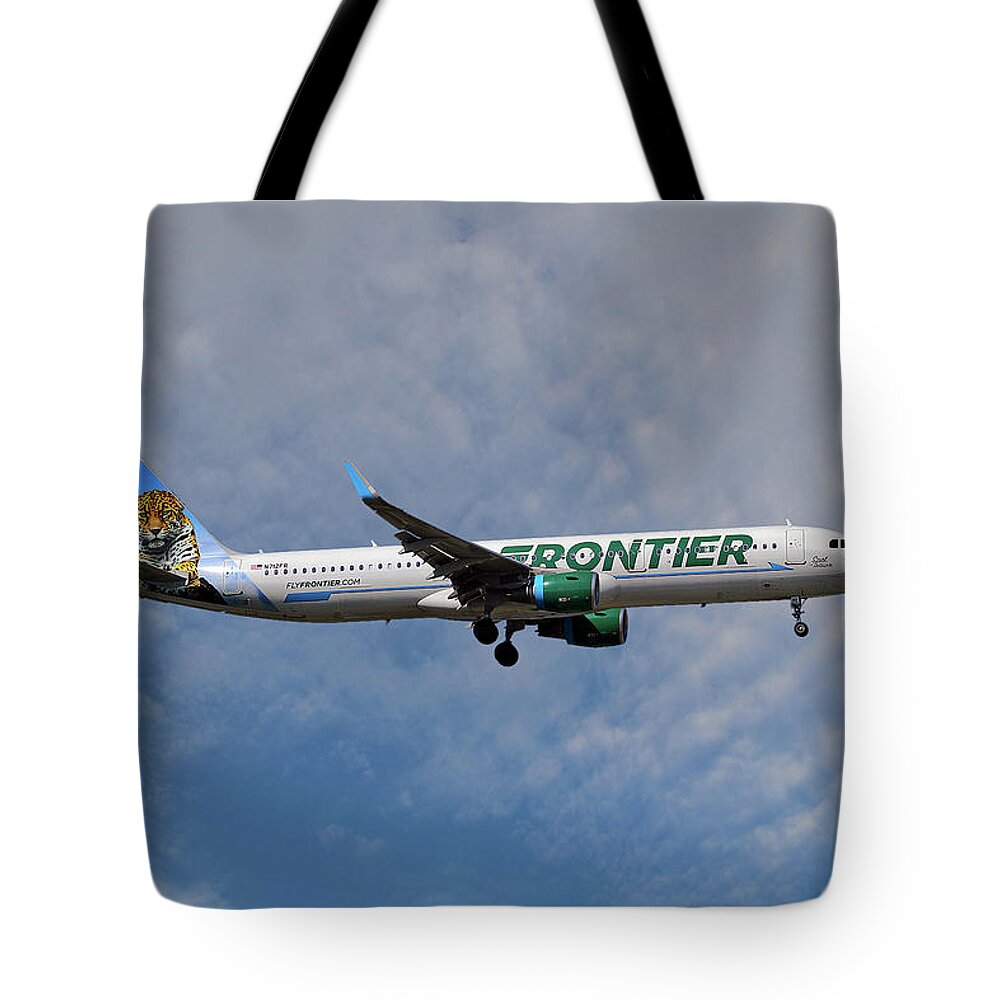 Frontier Tote Bag featuring the photograph Frontier Airbus A321-211 by Smart Aviation