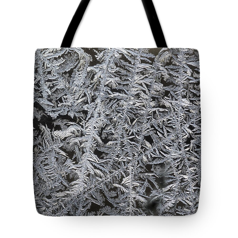 Frost Tote Bag featuring the photograph Frost On Window by Tamara Becker