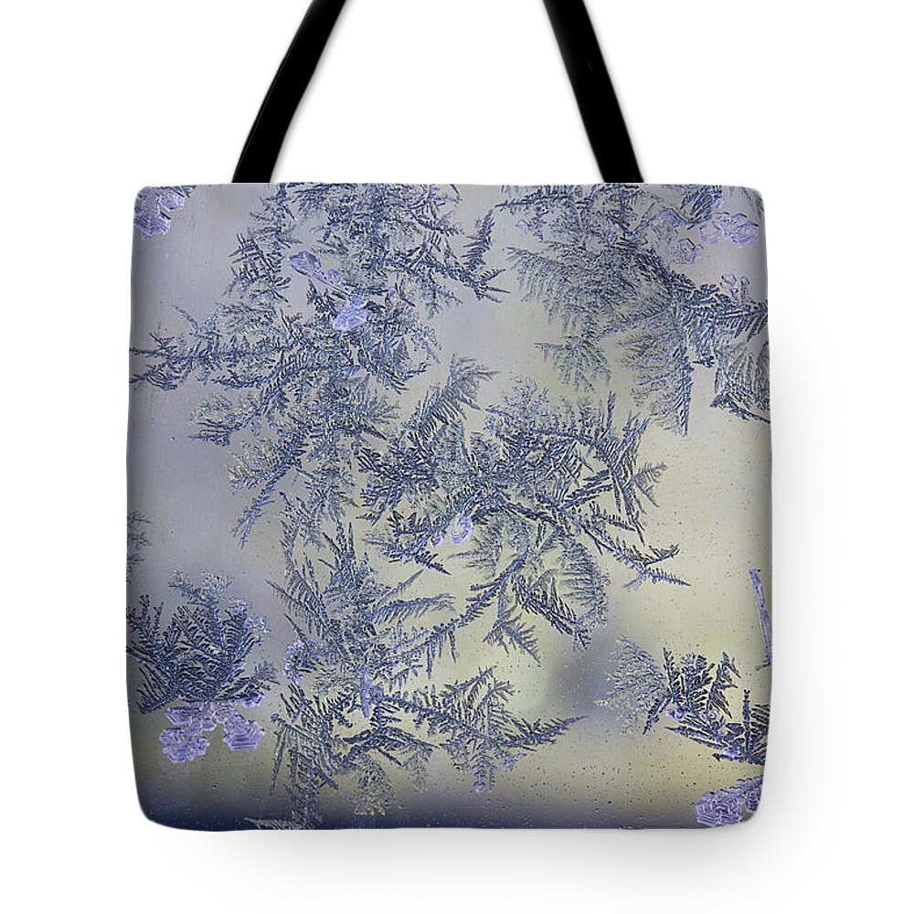 Frost Macro Tote Bag featuring the photograph Frost Series 2 by Mike Eingle