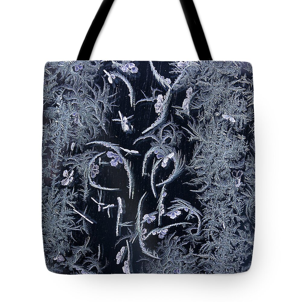 Frost Macro Tote Bag featuring the photograph Frost Series 6 by Mike Eingle