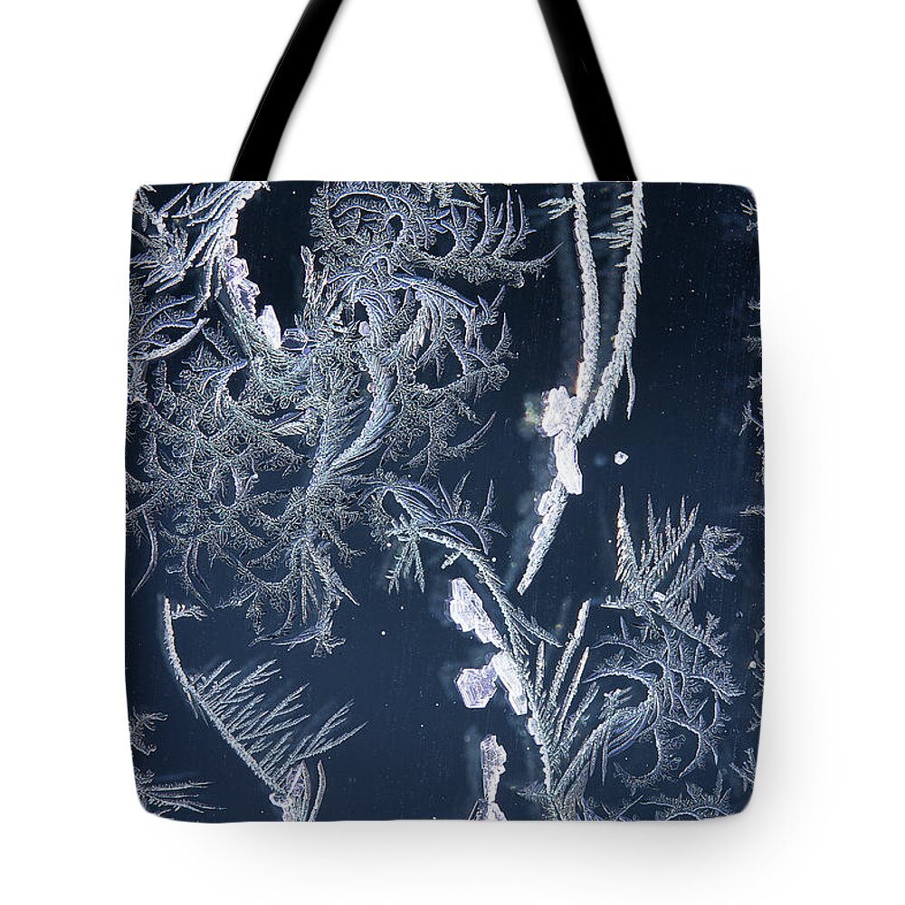 Frost Macro Tote Bag featuring the photograph Frost Series 7 by Mike Eingle