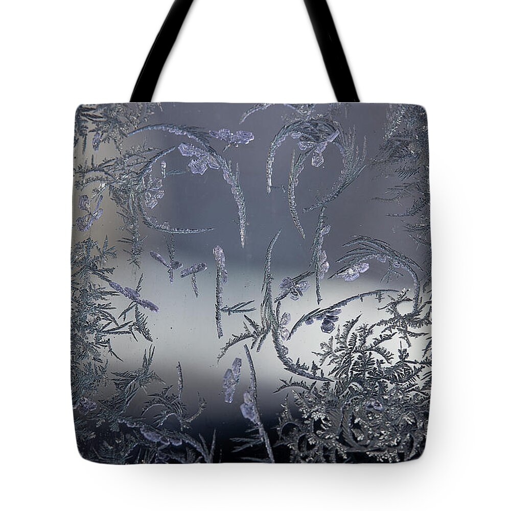Frost Macro Tote Bag featuring the photograph Frost Series 8 by Mike Eingle