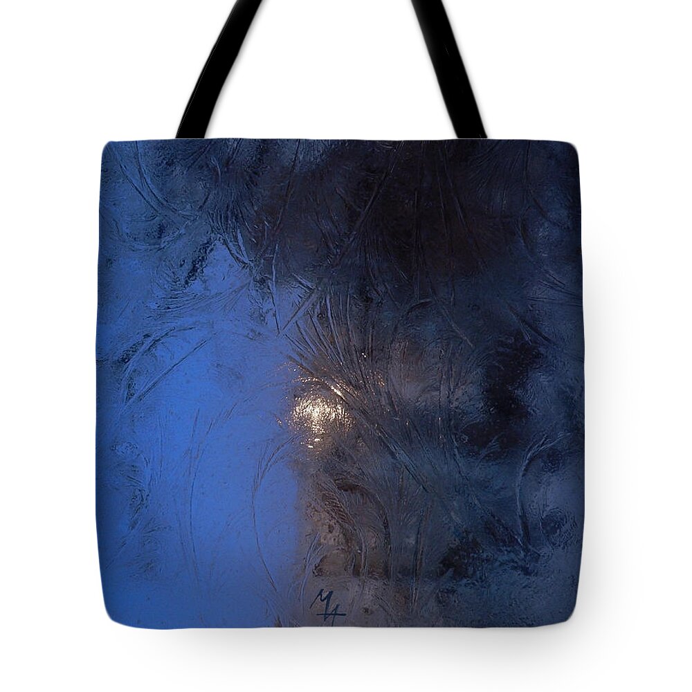 Frostwork Tote Bag featuring the photograph Frostwork - Engraved Night by Attila Meszlenyi