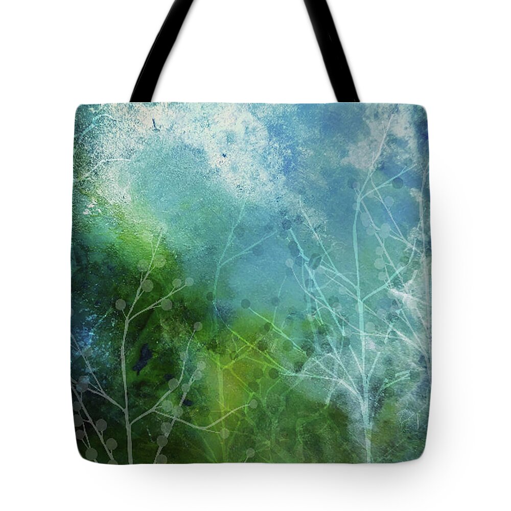 Abstract Landscape Tote Bag featuring the painting Frosty Forest by Holly Winn Willner