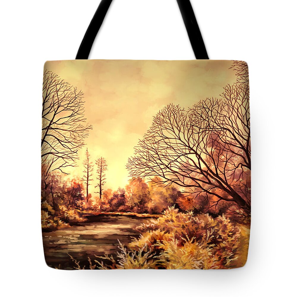 Nature Tote Bag featuring the painting Frosty Morning by Hans Neuhart