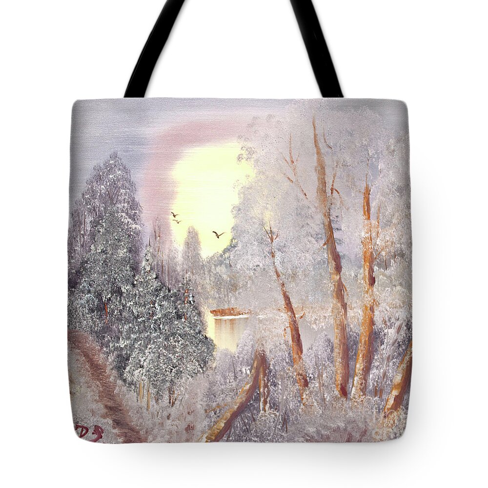 Oil In Canvas Tote Bag featuring the painting Frosty Morning by Joseph Summa