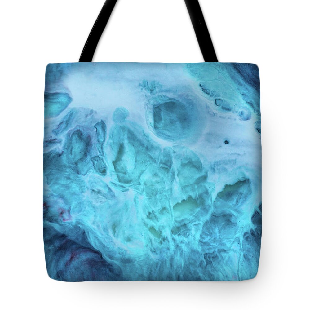 Blue Abstract Tote Bag featuring the painting Frozen in time by Lilia S