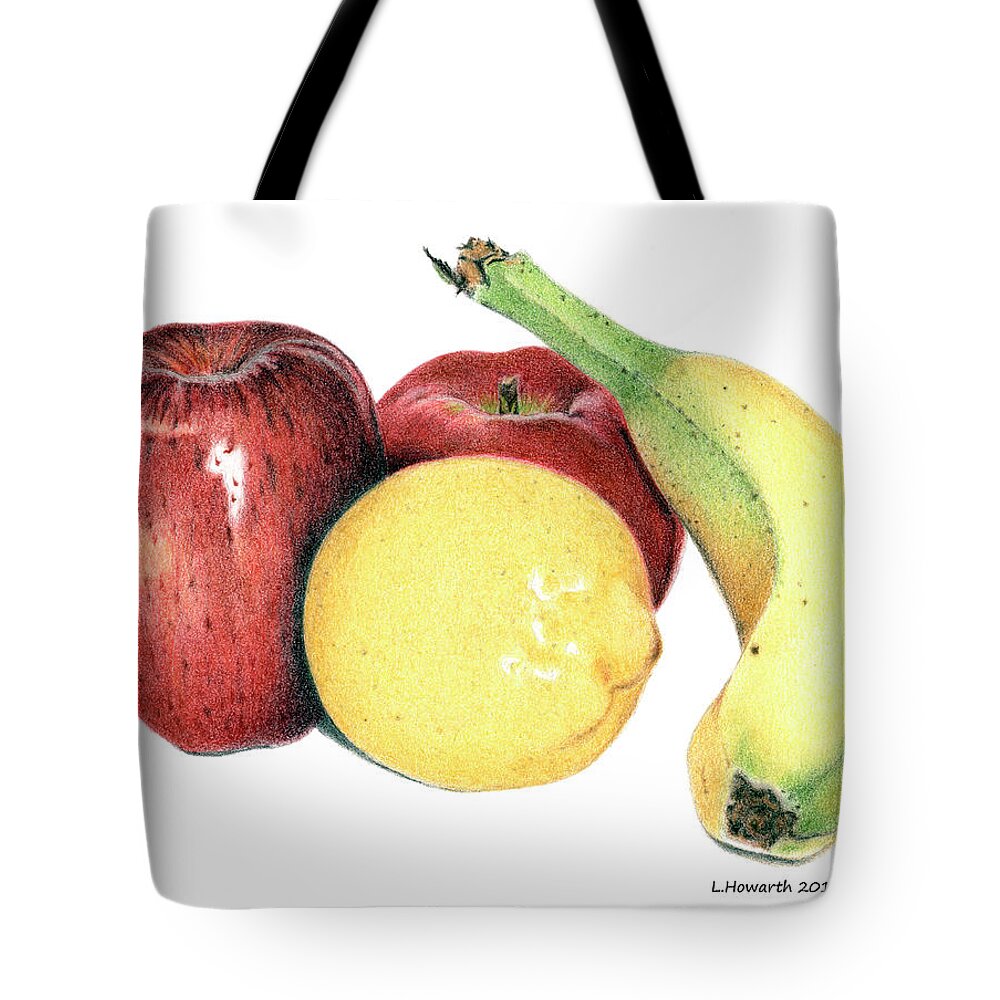 Fruit Tote Bag featuring the drawing Fruit Medley by Louise Howarth