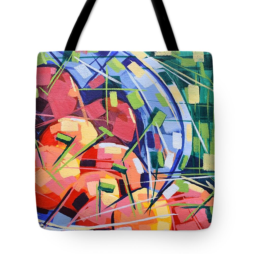 Still Life Tote Bag featuring the painting Fruit platter by Enrique Zaldivar