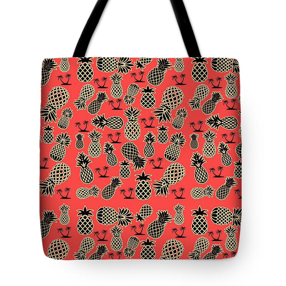 Pattern Tote Bag featuring the digital art Fruity Pineapple by Naviblue