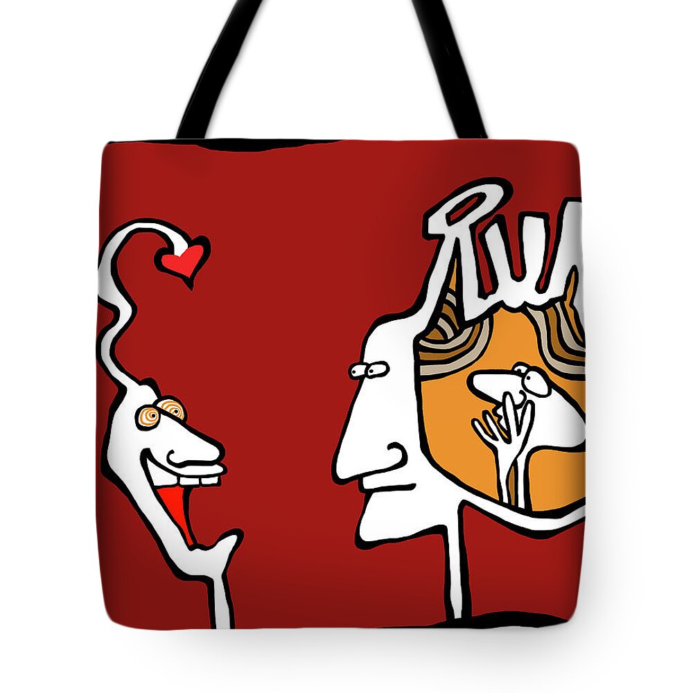 Face Up Tote Bag featuring the drawing Better Listen by Dar Freeland