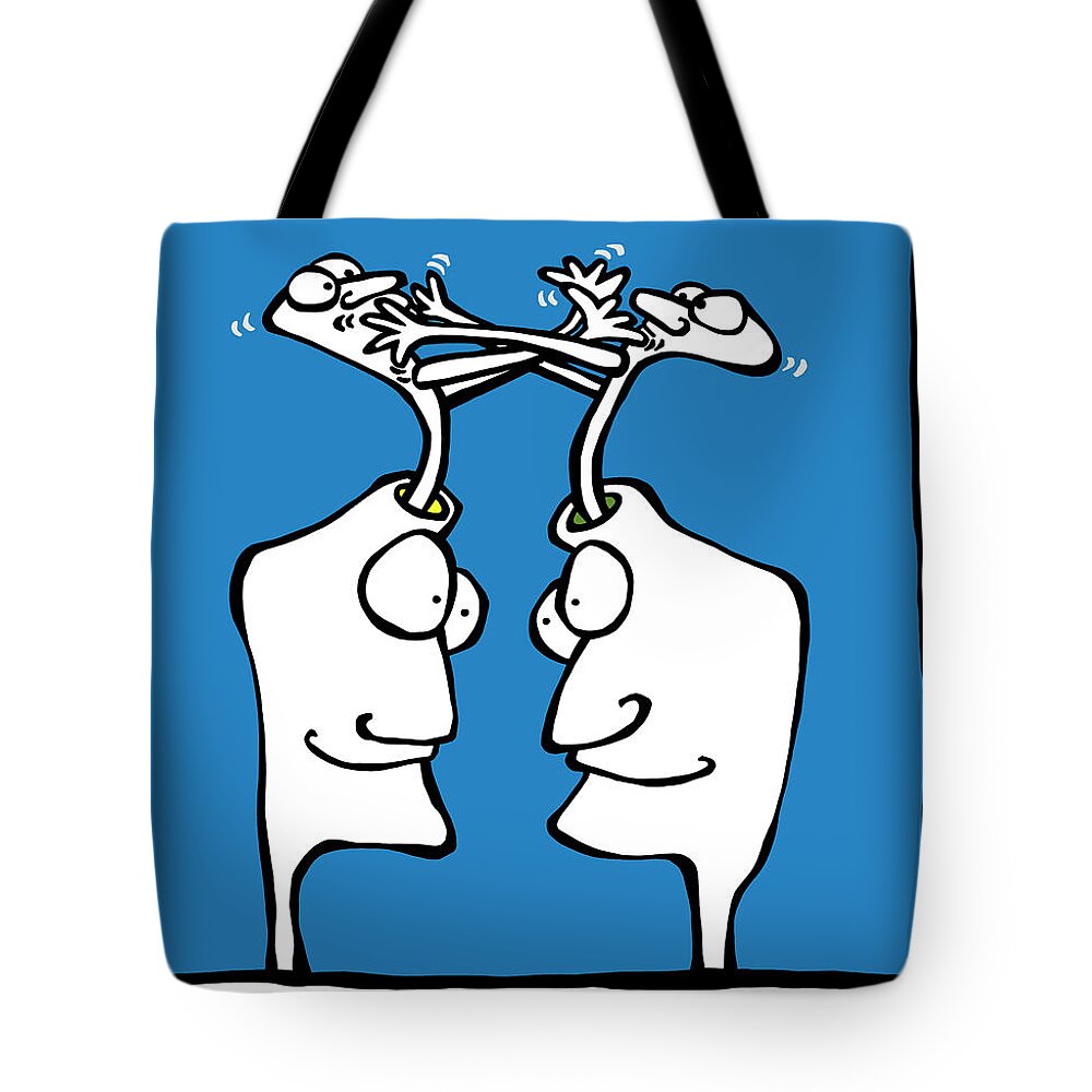 Face Up Tote Bag featuring the drawing Getting To Know You by Dar Freeland