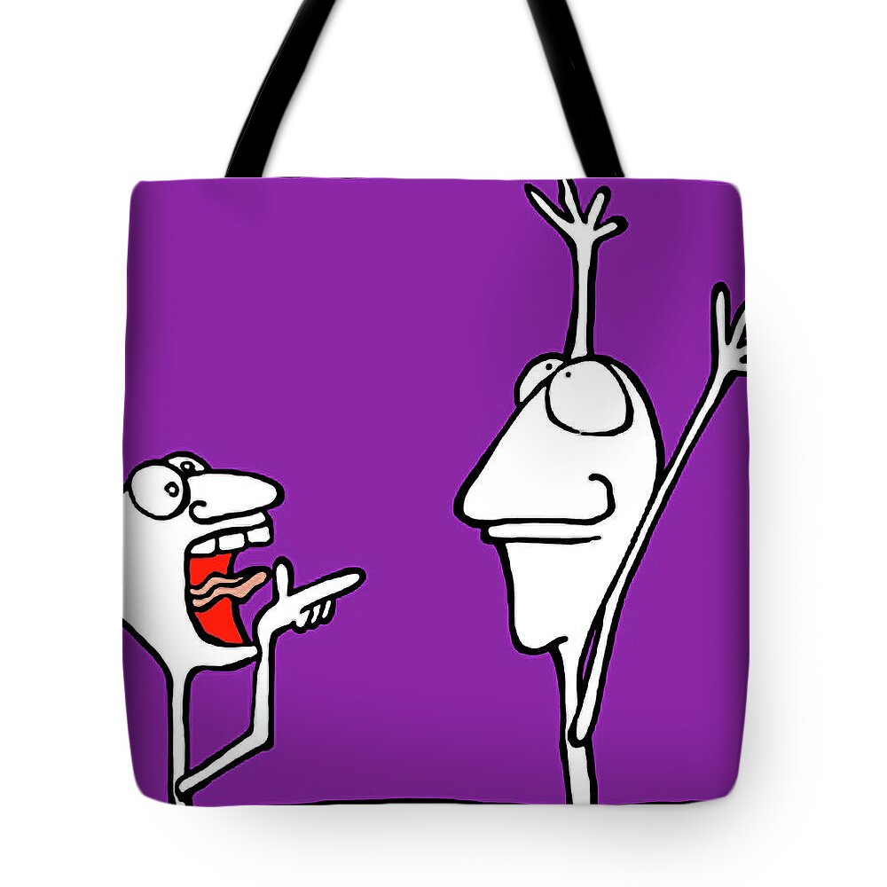 Face Up Tote Bag featuring the drawing We Need To Talk... by Dar Freeland