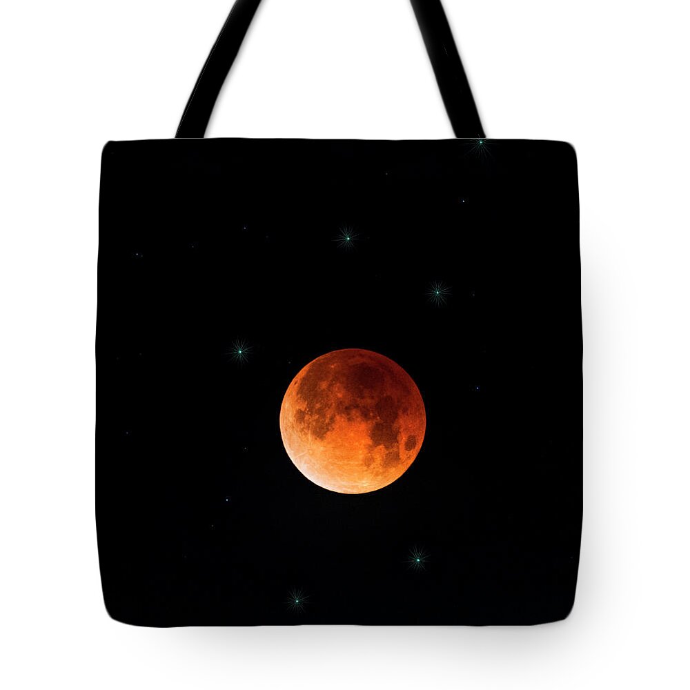 Blood Moon Tote Bag featuring the photograph Blood Moon Eclipse 2018 by Saija Lehtonen