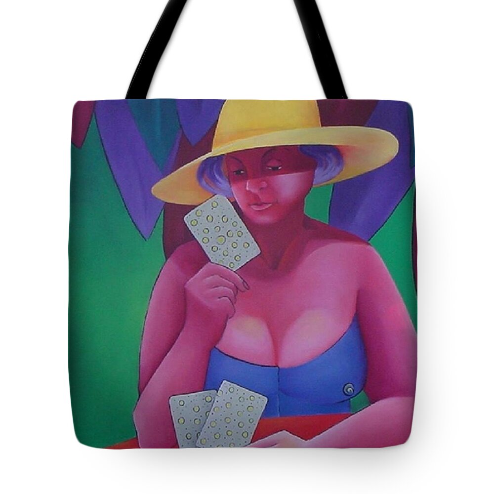 Figurative Tote Bag featuring the painting Full House by Karin Eisermann