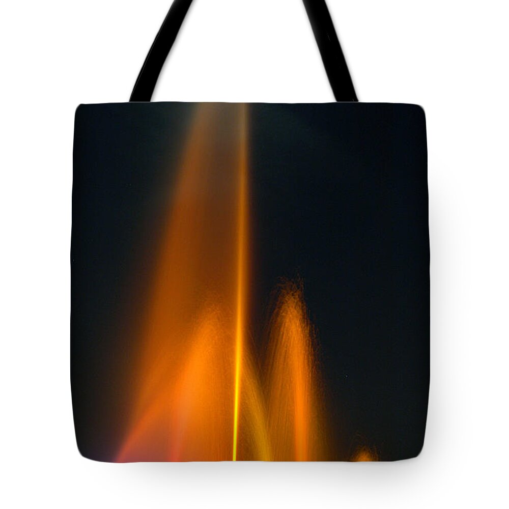 Clay Tote Bag featuring the photograph Full Moon and Fiery Fountain by Clayton Bruster