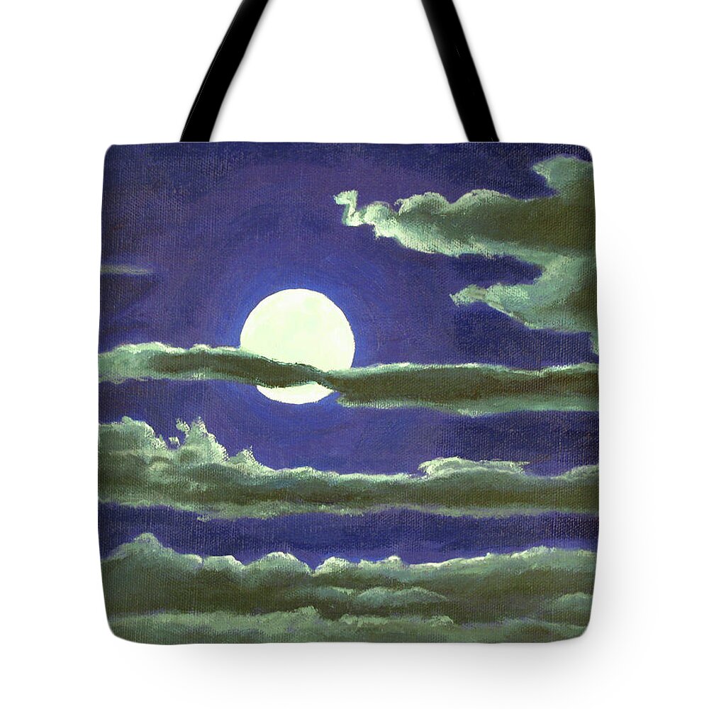 Night Tote Bag featuring the painting Full Moon by Don Morgan