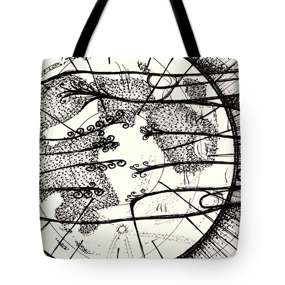 Full Moon Tote Bag featuring the drawing Full moon eclipse by Ingrid Van Amsterdam