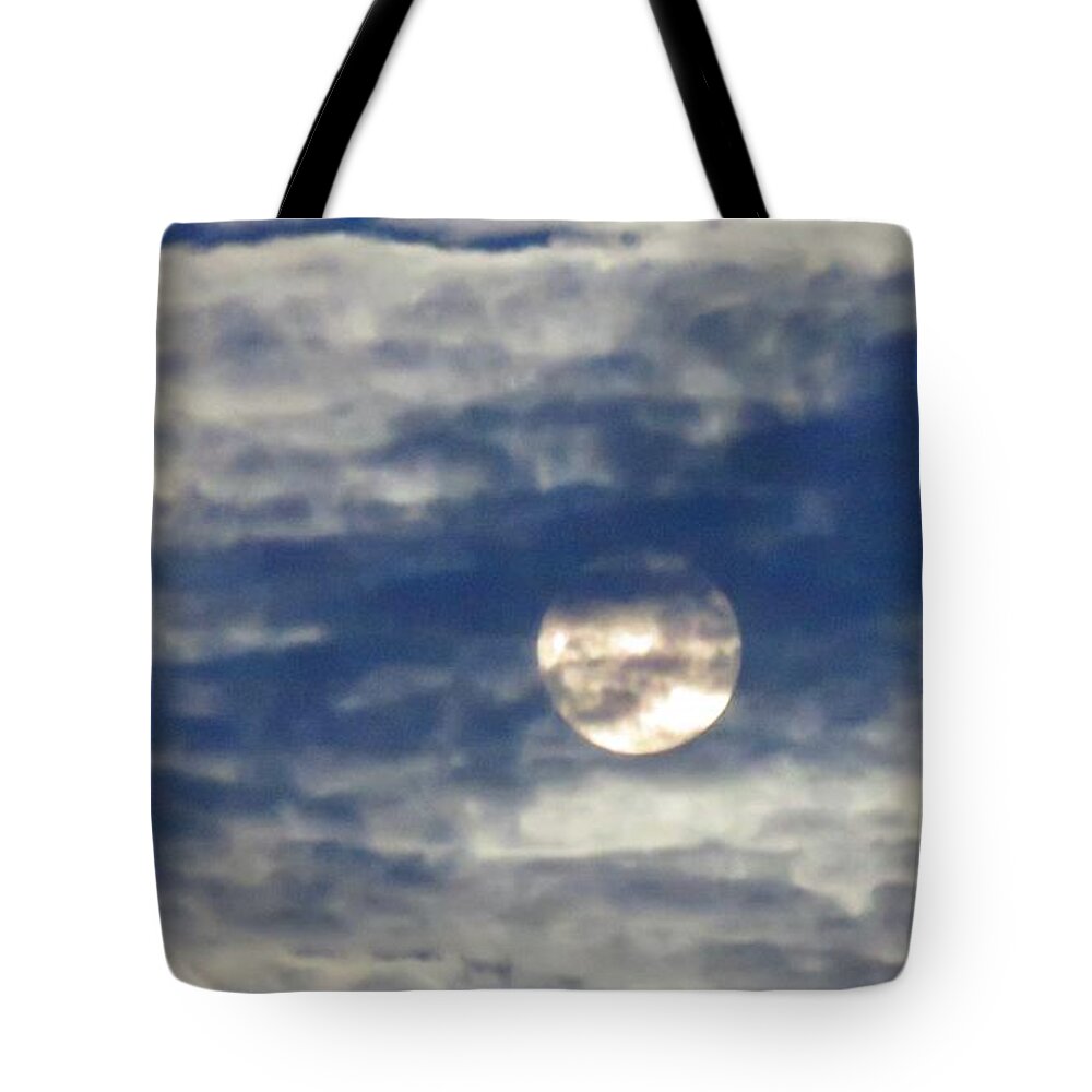 Moon Tote Bag featuring the photograph Full Moon in Gemini with Clouds by Judy Kennedy
